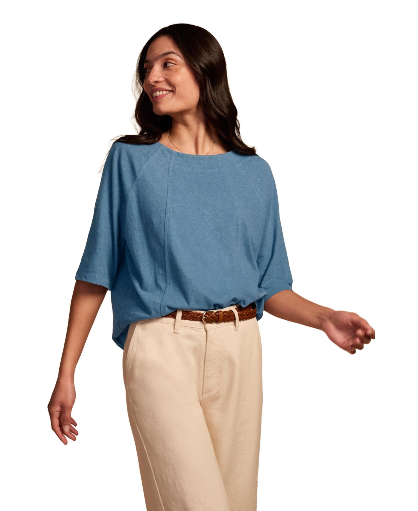 Celtic & Co. Women's Linen Blend Short Sleeve Swing Top