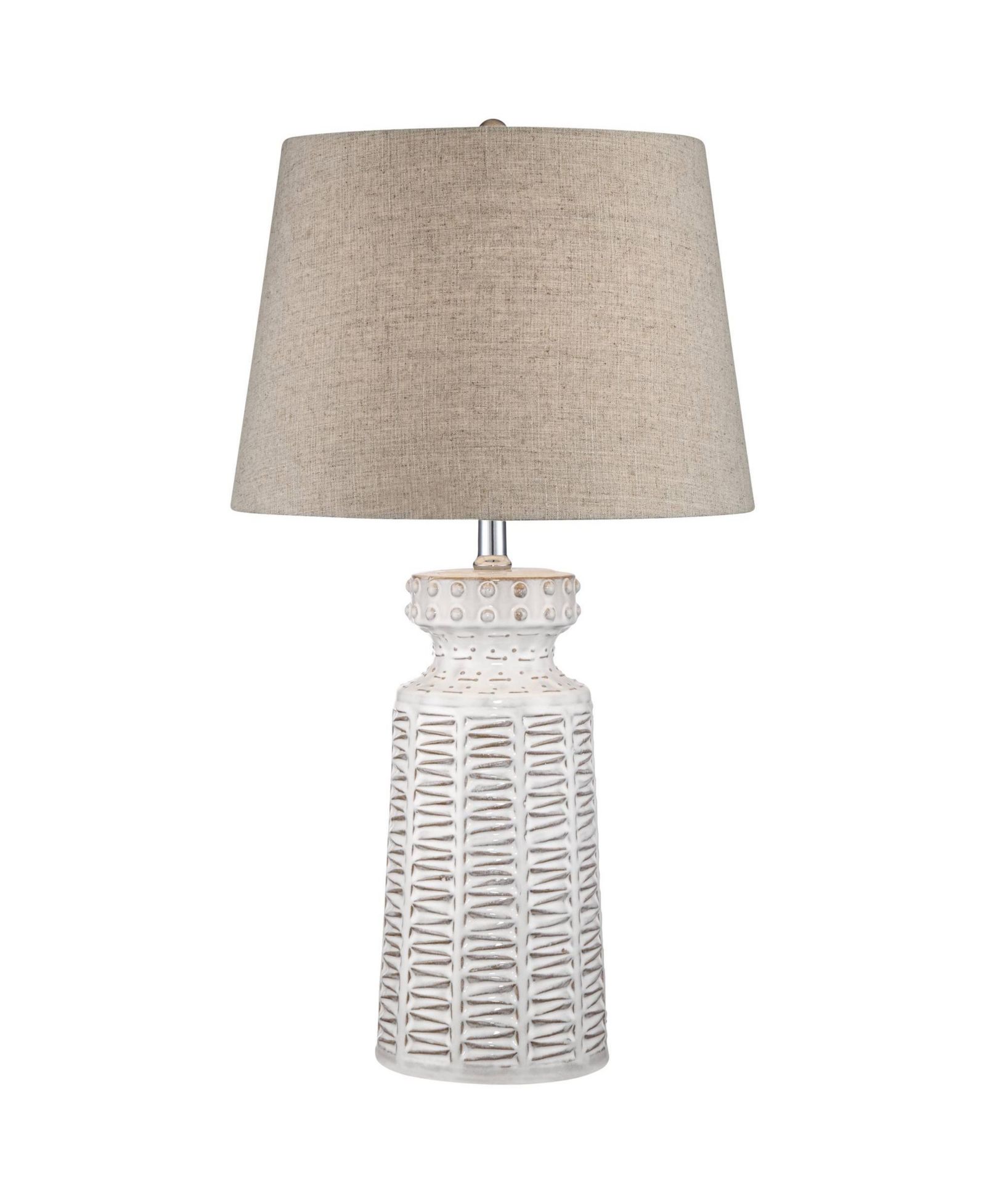 360 Lighting Country Cottage Table Lamp with USB Charging Port 26" High Cream Ceramic Linen Drum Shade Living Room Bedroom