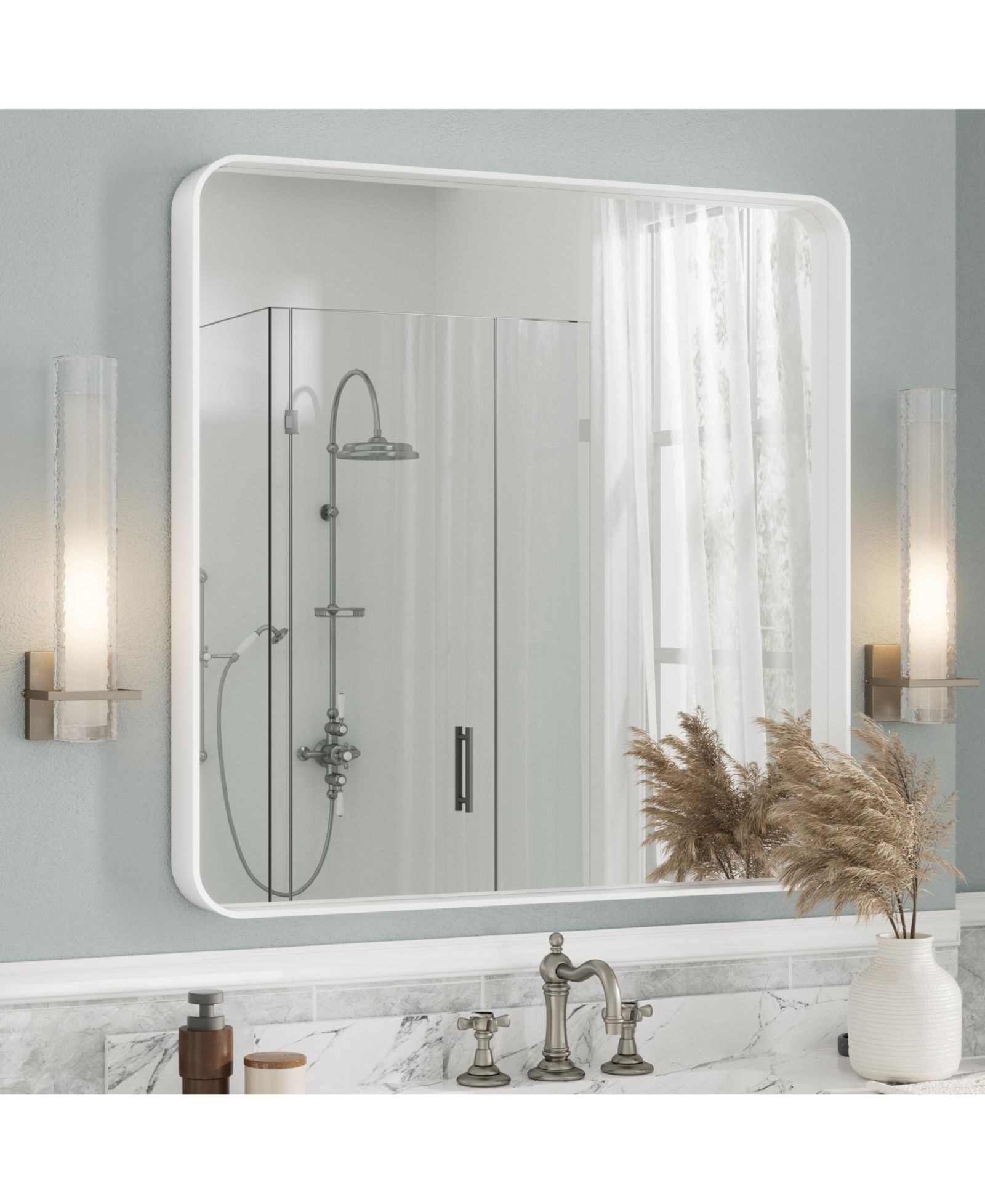 Зеркало для ванной Apmir 36" x 36" в алюминиевой раме из закаленного стекла