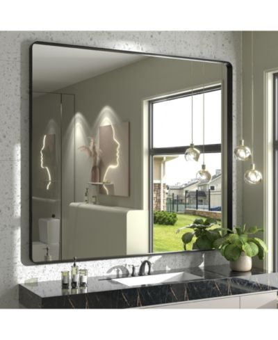Apmir 36" x 40" High-Strength Tempered Glass and Aluminum Alloy Framed Wall Decor Bathroom Vanity Mirror