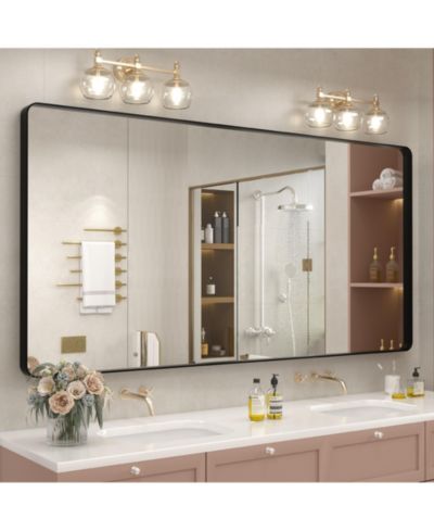 Apmir 72" x 36" High-Strength Tempered Glass and Aluminum Alloy Framed Wall Decor Bathroom Vanity Mirror