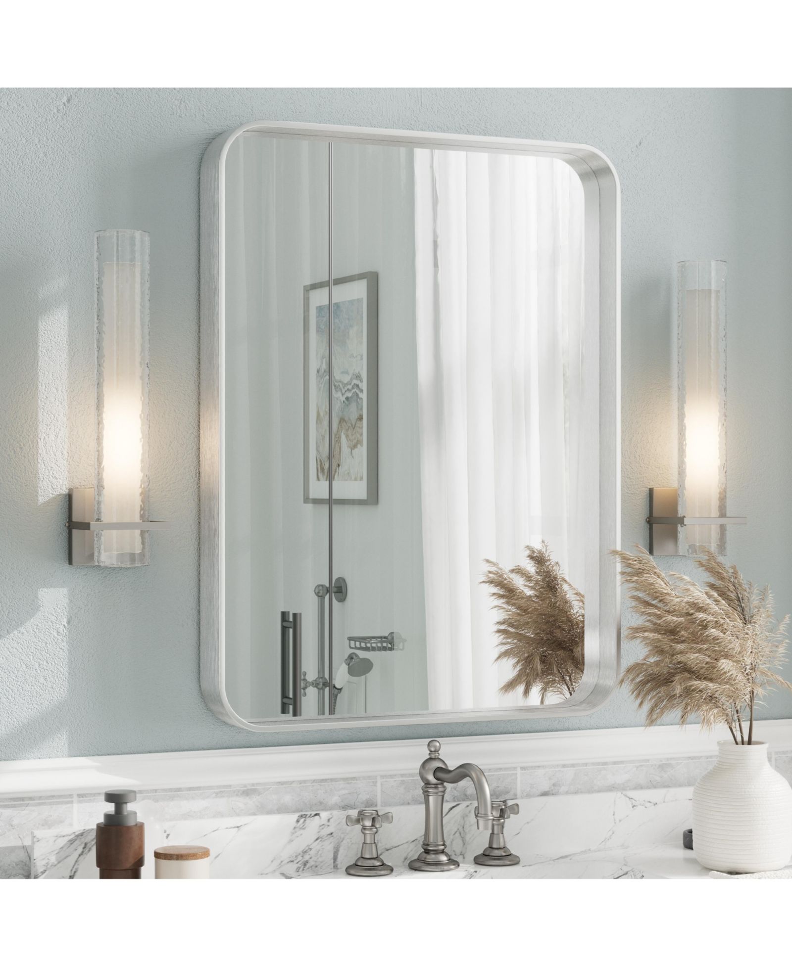 Зеркало для ванной Apmir 24" x 32" High-Strength Tempered Glass and Aluminum Alloy Framed Wall Decor