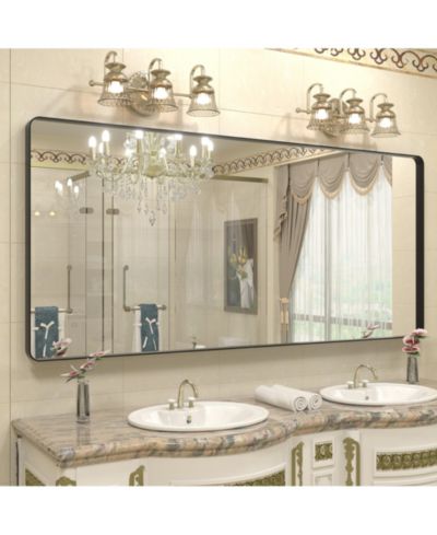 Apmir 72" x 32" High-Strength Tempered Glass and Aluminum Alloy Framed Wall Decor Bathroom Vanity Mirror