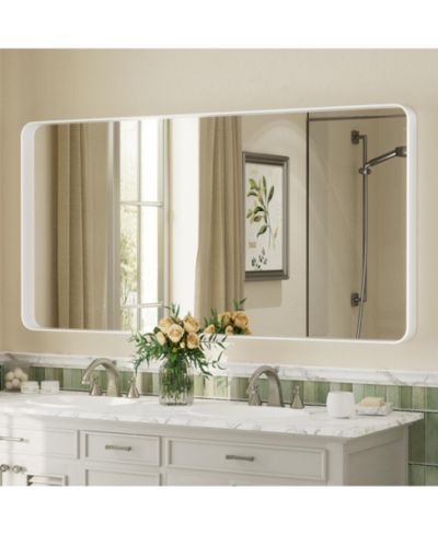 Apmir 60" x 30" High-Strength Tempered Glass and Aluminum Alloy Framed Wall Decor Bathroom Vanity Mirror