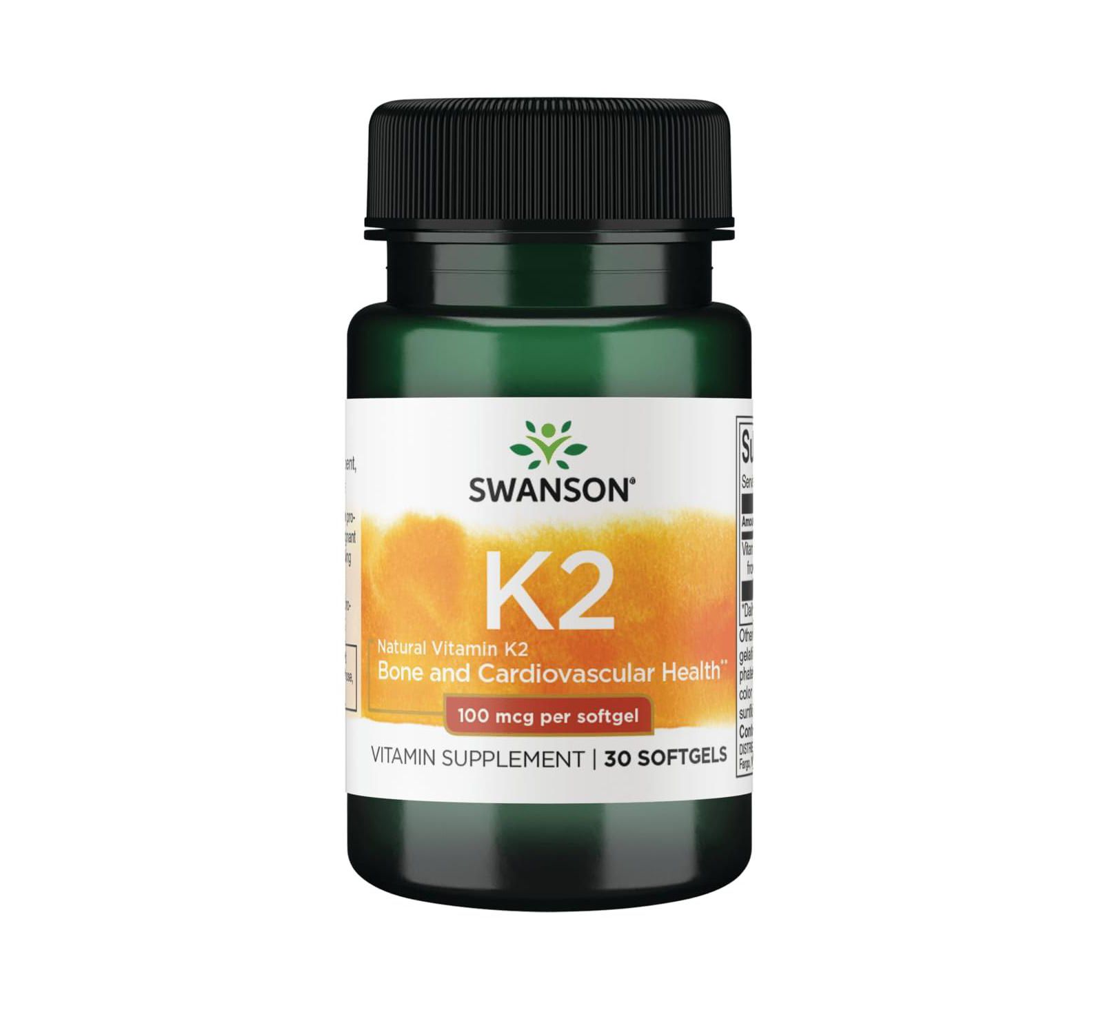 Swanson Витамин K2 Menaquinone-7 для поддержки кальция, костей и сердечно-сосудистой системы, японский натто, 30 мягких капсул