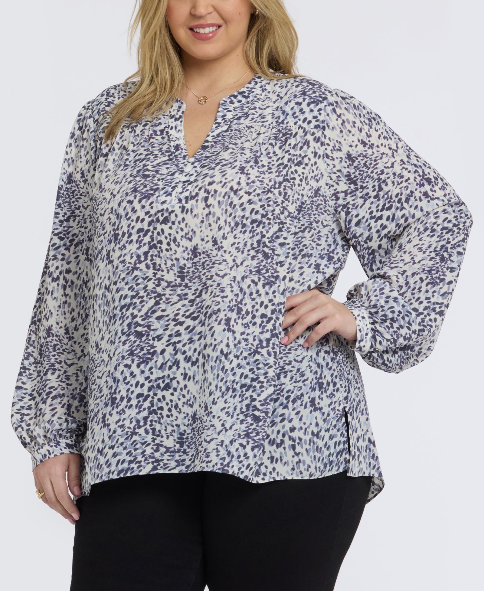 NYDJ Plus Size Trinity Split Neck Top