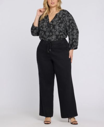 NYDJ Plus Size Relaxed Drawstring Pull-On Denim Pants