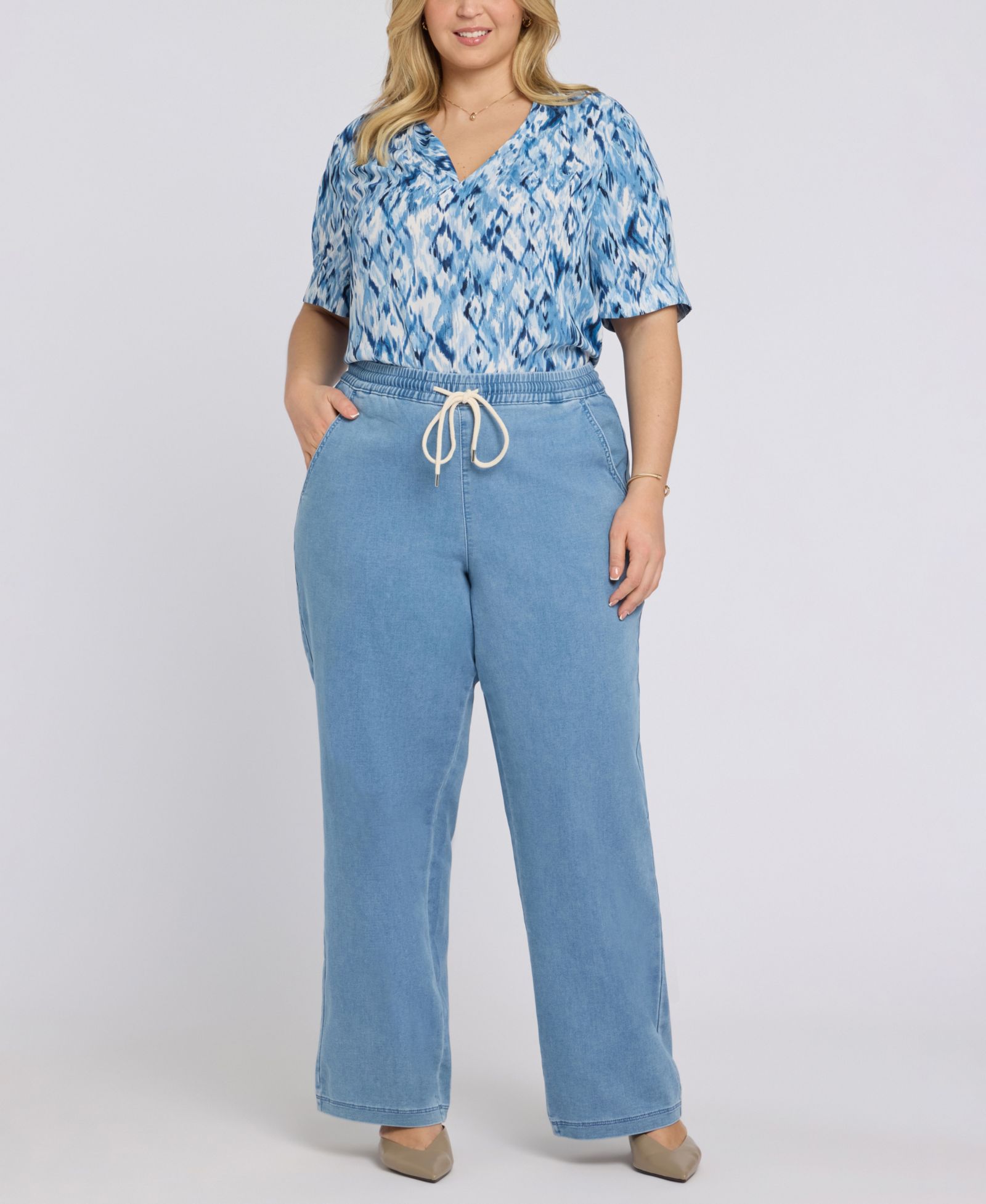 NYDJ Брюки джинсовые Plus Size Relaxed с завязками