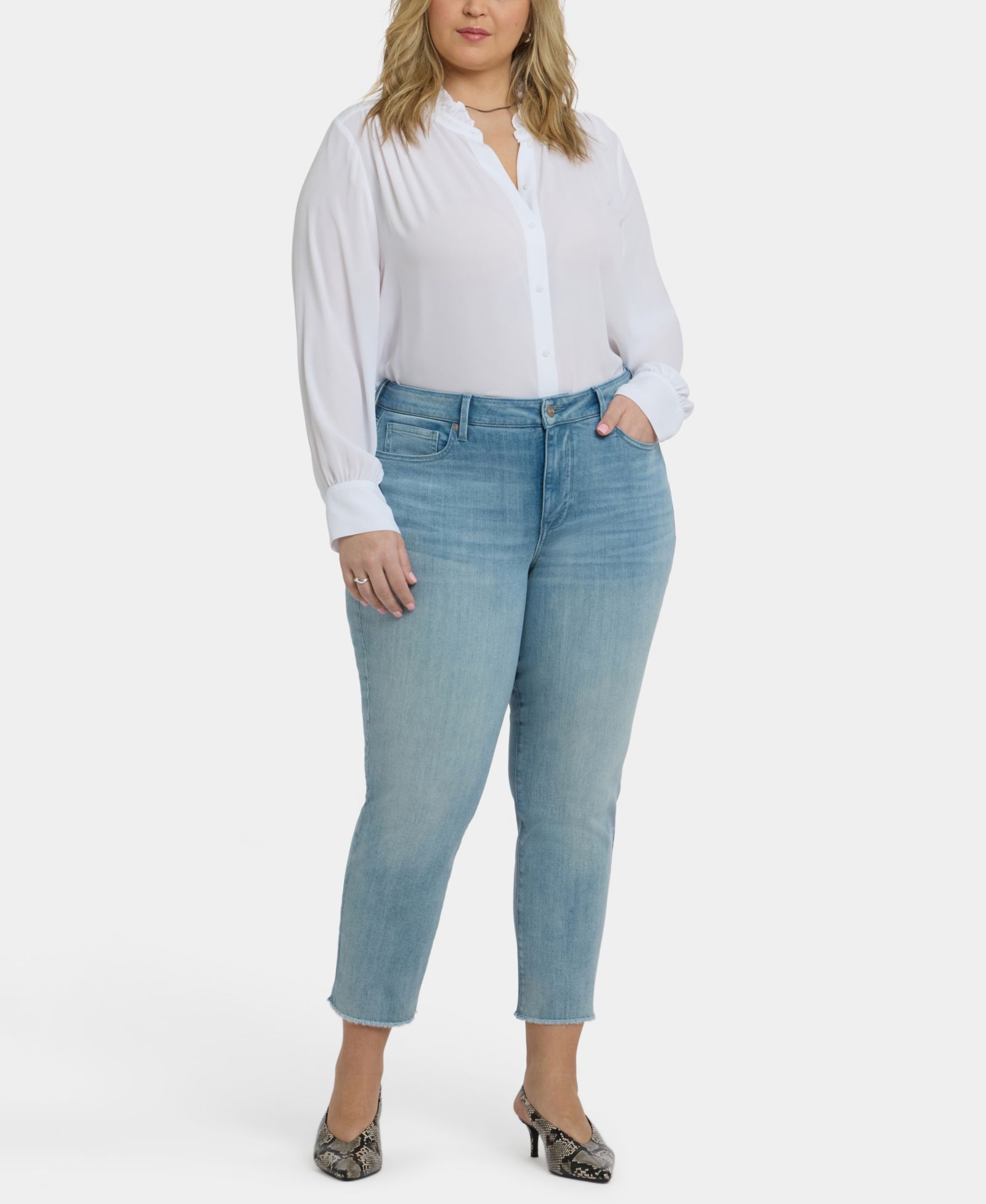 NYDJ Plus Size Sheri Ankle Fray Hem Jeans with Lift Tuck Technology