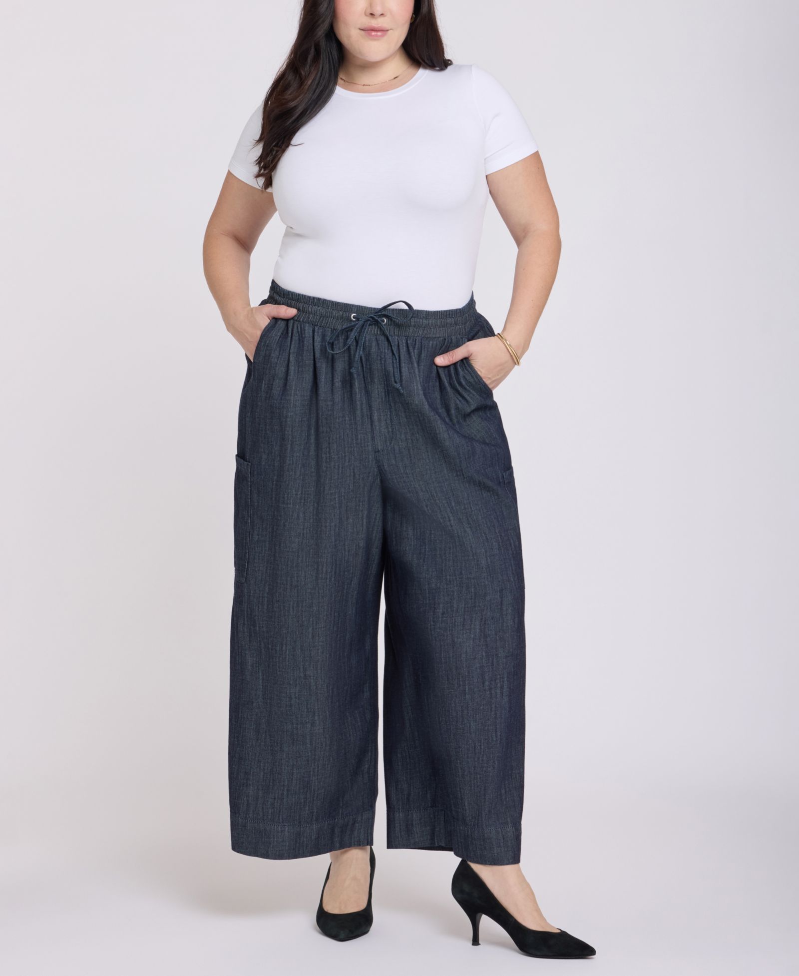 NYDJ Plus Size Whitney Pull-On Cargo Crop Pants
