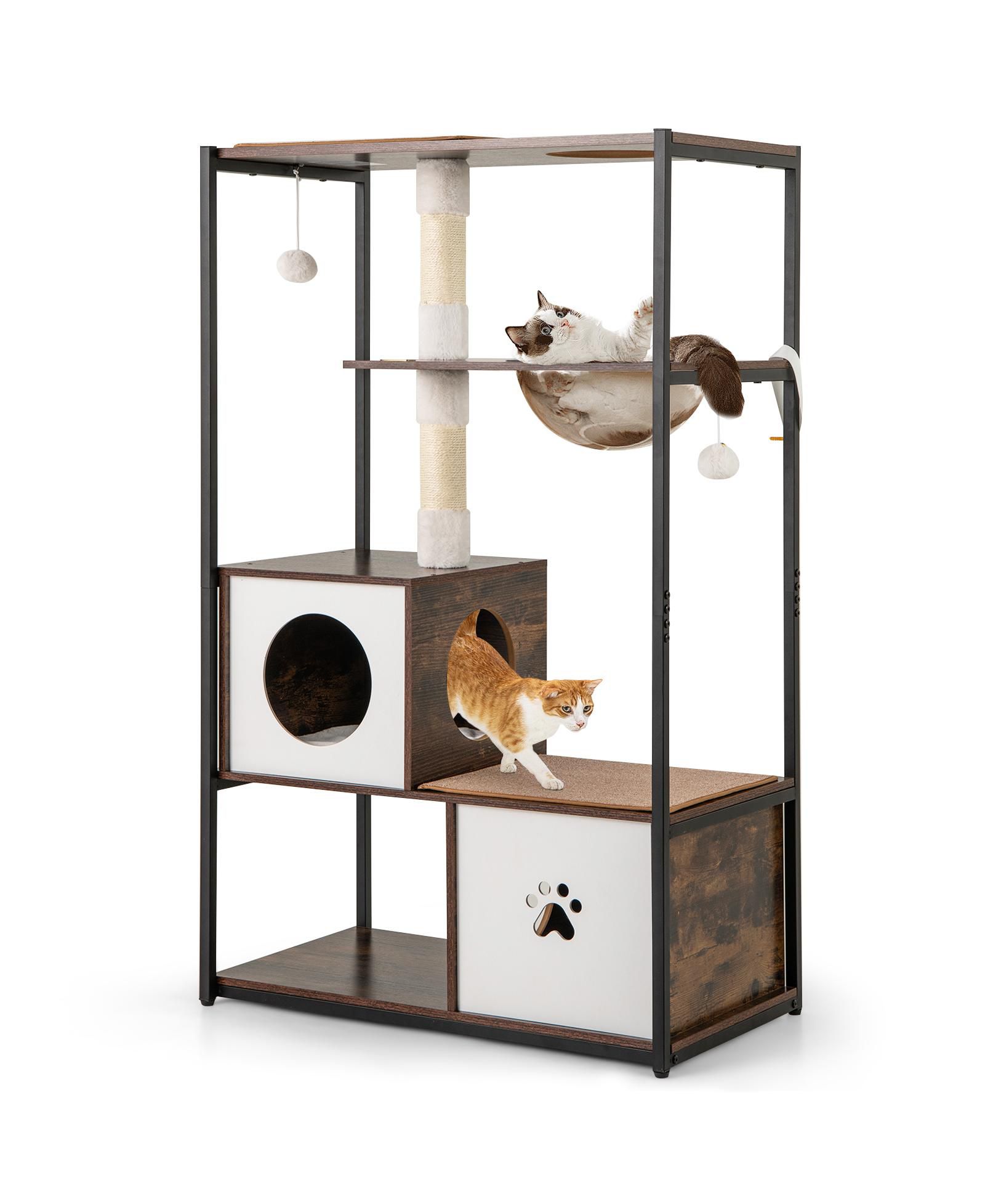 COZITO Cat Tree 52 Inch Wooden Metal Frame с Two Condos