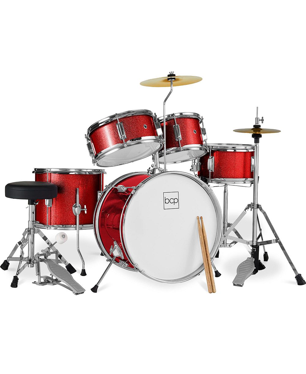 Best Choice Products Beginner Wood 5-Piece Drum Set, Ages 3+