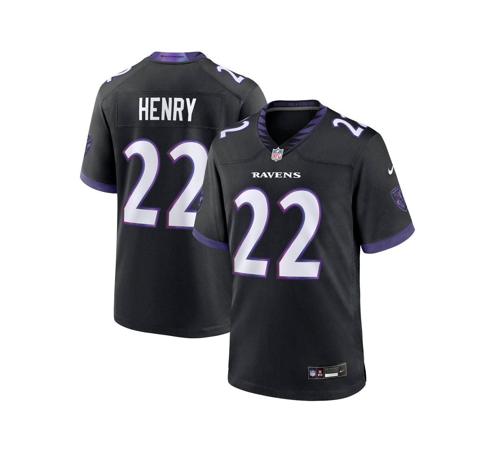 Мужская джерси Nike Derrick Henry Baltimore Ravens Alternate Game черного цвета