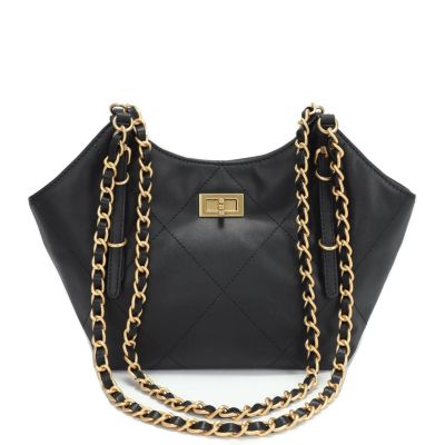 SUSU Luxea Quilted Chain Shoulder Bag Small Leather Handbag with Gold Chain Strap