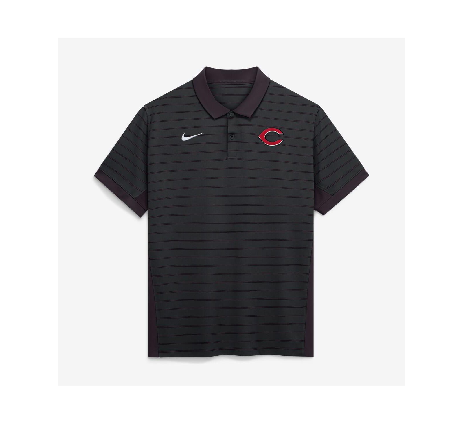 Nike Men's Black Cincinnati Reds Authentic Collection Striped Victory Dri-FIT Polo Shirt