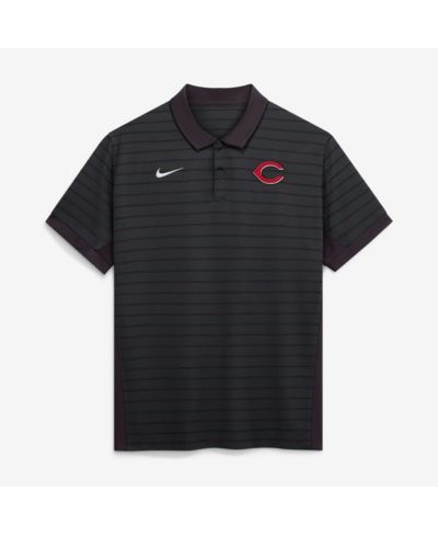 Nike Men's Black Cincinnati Reds Authentic Collection Striped Victory Dri-FIT Polo Shirt