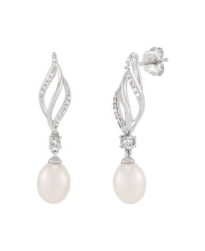 Серьги Macy's Cultured Freshwater Pearl 6-6.5mm Sterling Silver