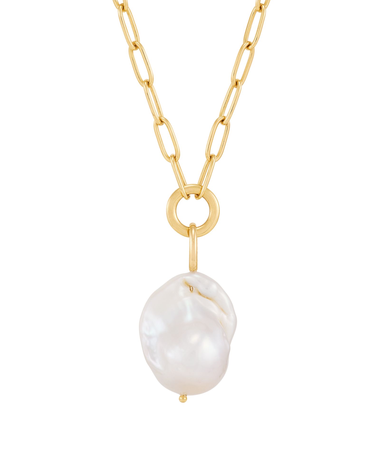 Подвеска-кулон Macy's Baroque Cultured Freshwater Pearl (13-14mm) из стерлингового серебра с напылением 14k Yellow Gold-Plated