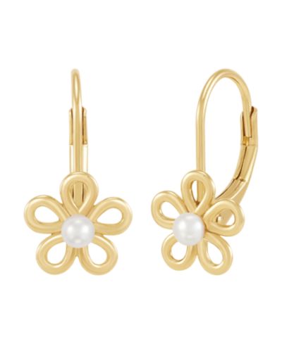 Серьги Macy's из культивированного речного жемчуга (2.5-3mm) в позолоченном серебре 14k Yellow Gold