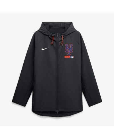 Nike Men's Black New York Mets Authentic Collection Raglan Therma-FIT Full-Zip Hooded Jacket