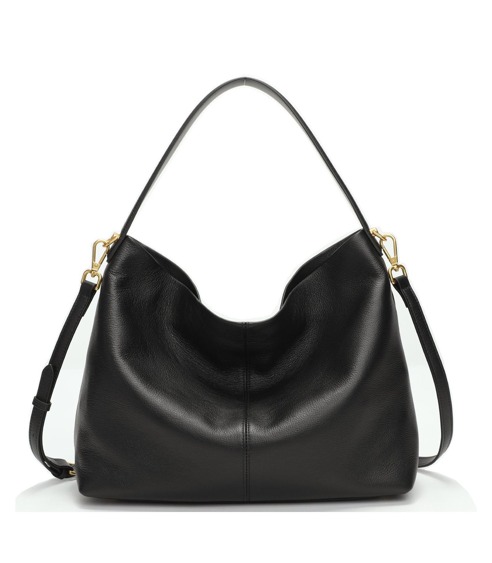 SUSU Mara Soft Pebbled Leather Slouchy Hobo Shoulder Bag with Crossbody Strap Casual Everyday Tote Purse