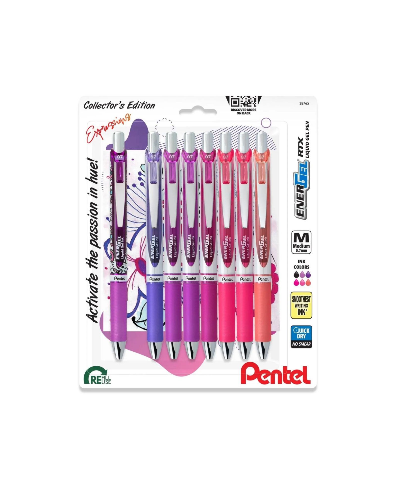 Набор ручек Pentel EnerGel Expressions.7mm Medium Passion Mix 8pk