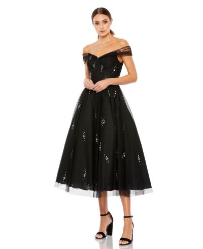 Mac Duggal Женское вечернее бальное платье из тафты с 3D цветами и длинным рукавом