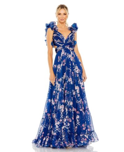 Mac Duggal Женское шифоновое вечернее платье с рюшами и вырезами