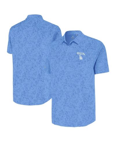 Antigua Men's Powder Blue Los Angeles Dodgers Cactus Spring Training Lush Button-Up Shirt