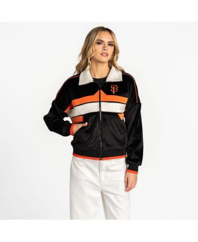 Женская бархатная куртка на молнии The Wild Collective Black San Francisco Giants