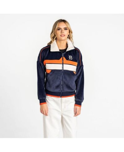 Женская куртка The Wild Collective Navy Detroit Tigers Velvet Cord Full-Zip Jacket