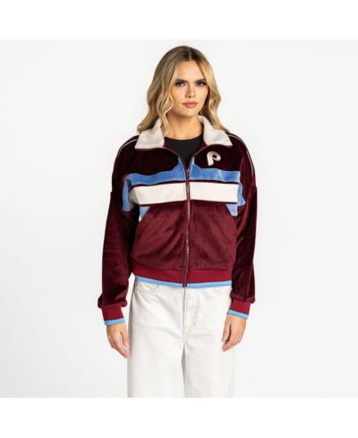 Женский бархатный куртки-толстовки The Wild Collective Burgundy Philadelphia Phillies Full-Zip