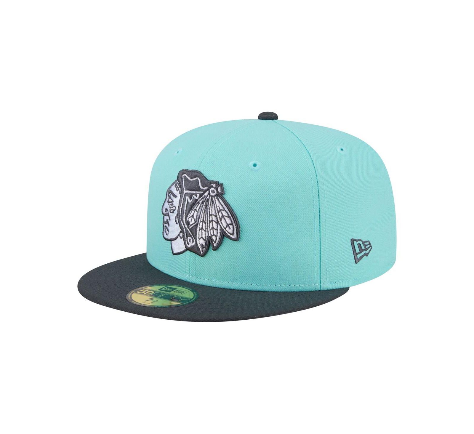 New Era Men's Turquoise/Charcoal Chicago Blackhawks Two-Tone Color Pack 59FIFTY Fitted Hat