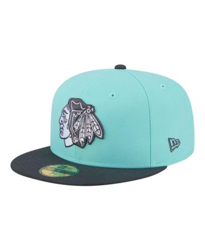 New Era Men's Turquoise/Charcoal Chicago Blackhawks Two-Tone Color Pack 59FIFTY Fitted Hat