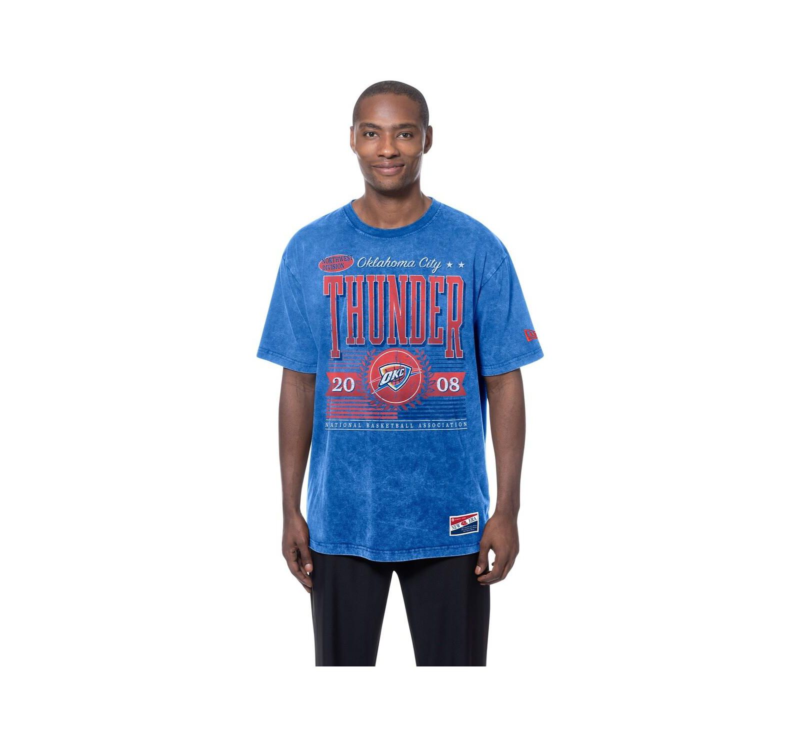 Мужская футболка New Era Oklahoma City Thunder Oversized Throwback Collection, синяя