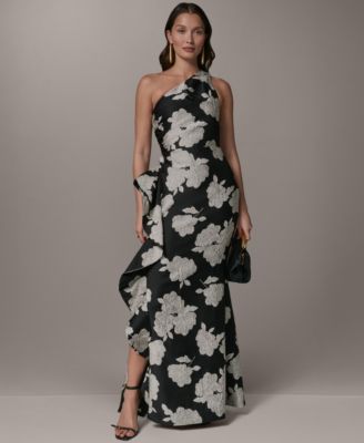 Donna Karan New York Женское вечернее платье с цветочным принтом и рюшами