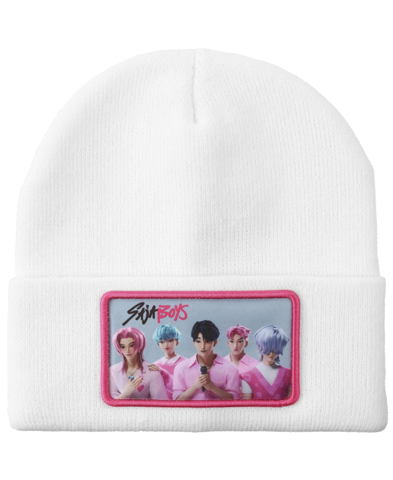 Kpop Demon Hunters Men's Saja Boys White Cuff Knit Beanie