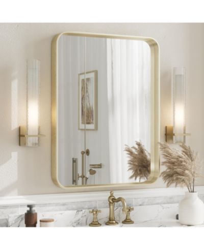 Зеркало для ванной Apmir с закаленным стеклом и алюминиевой рамой в цвете Brushed Gold