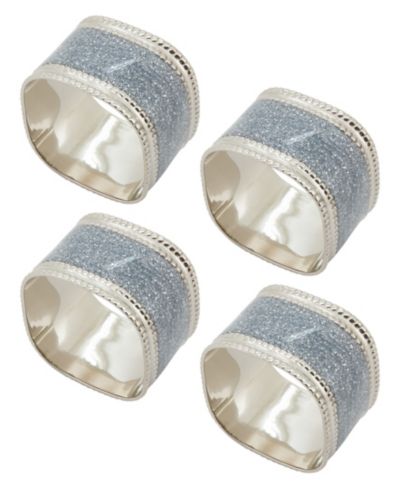 Saro Lifestyle Sparkling Square Design Napkin Rings, Set of 4