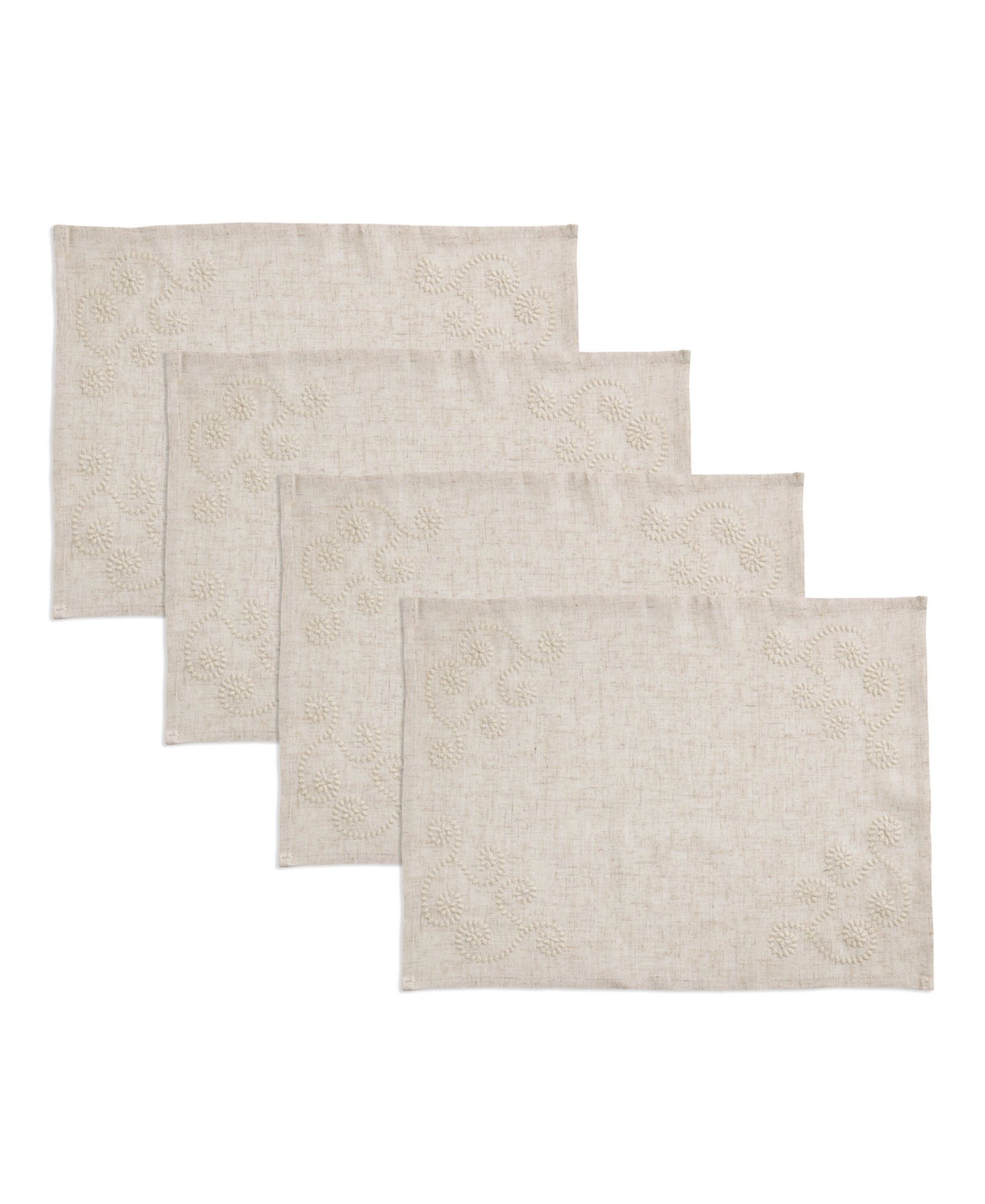 Saro Lifestyle Swirl Embroidered Placemats, Set of 4