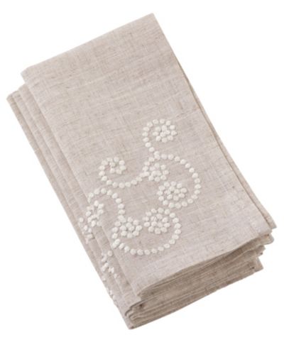 Saro Lifestyle Embroidered Swirl Design Napkins, Set of 4