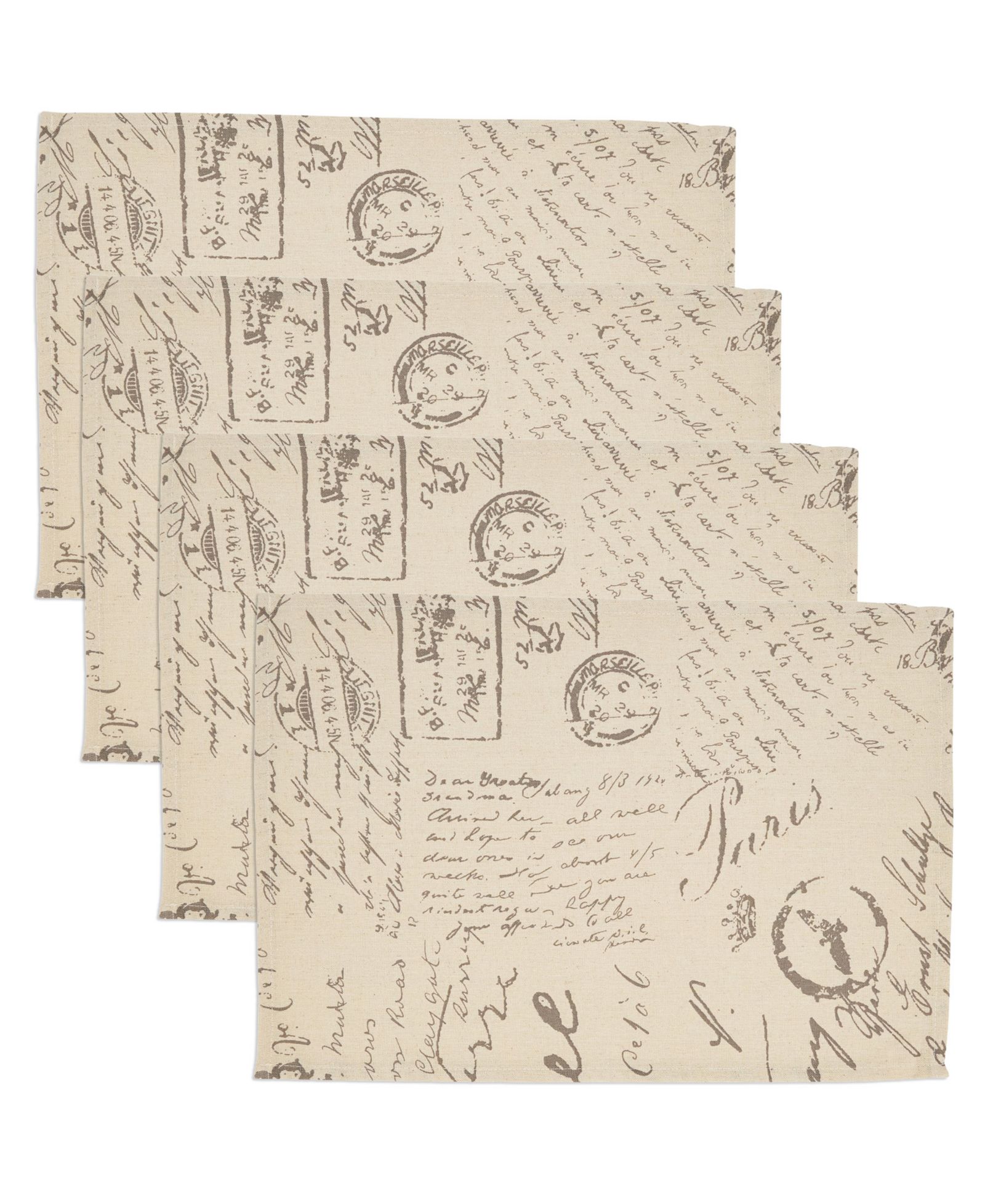 Saro Lifestyle Script Print Design Placemats, Set of 4