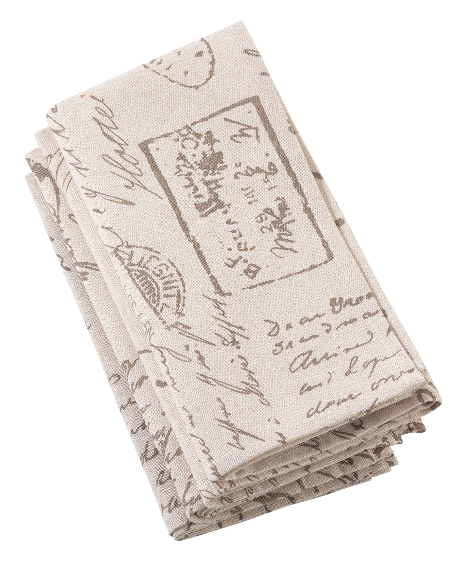 Saro Lifestyle Vintage Script Print Design Napkins, Set of 4