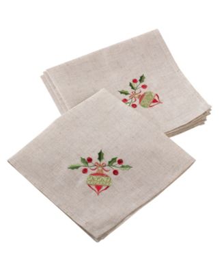 Набор рождественских салфеток Saro Lifestyle Embroidered Ornament Design 4 Piece