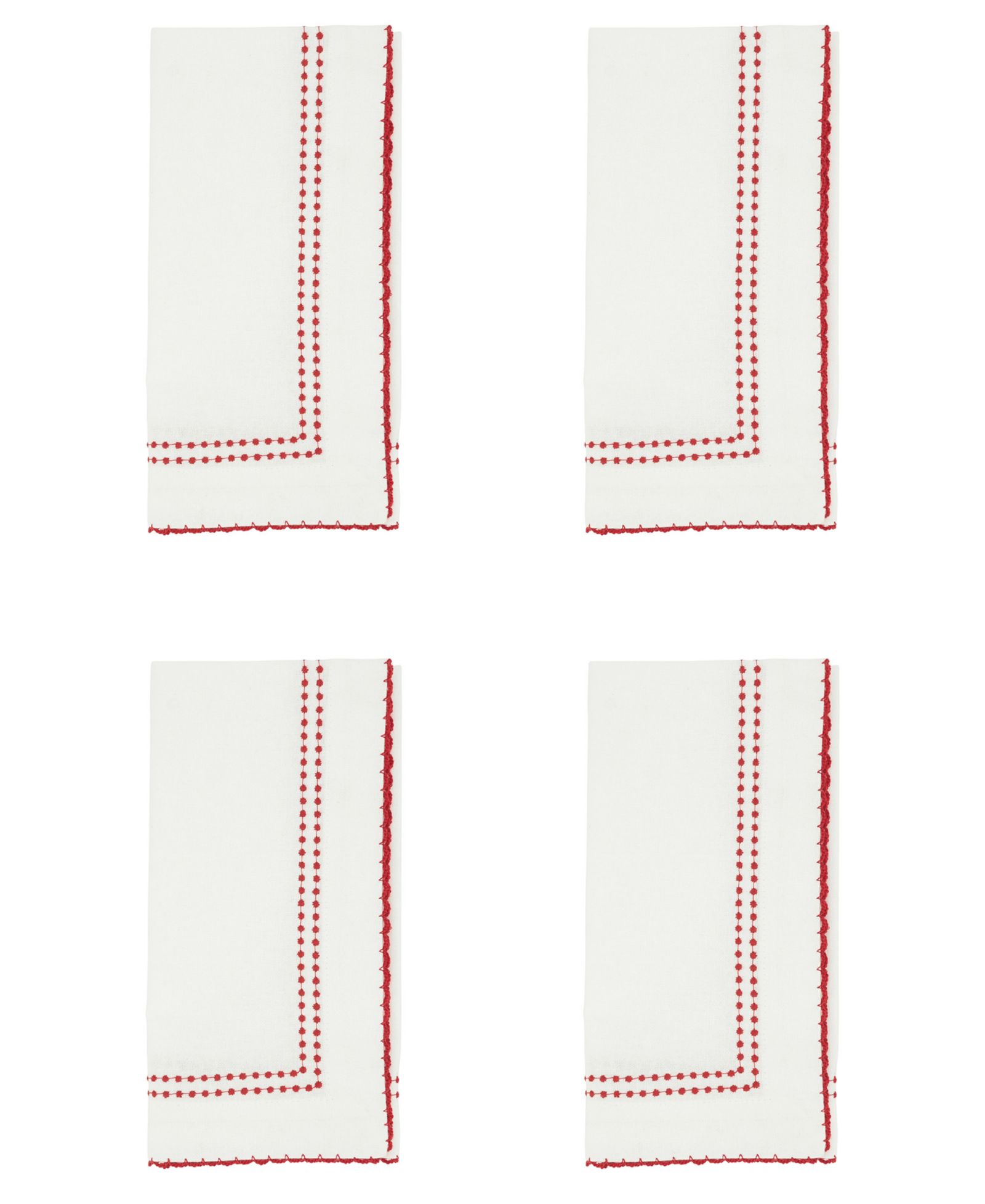 Saro Lifestyle Embroidered Border Cotton Table Napkins, Set of 4