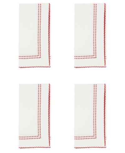 Saro Lifestyle Embroidered Border Cotton Table Napkins, Set of 4