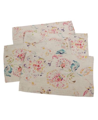Saro Lifestyle Подставки для приборов Primavera Linen Floral Design, комплект из 4 шт.
