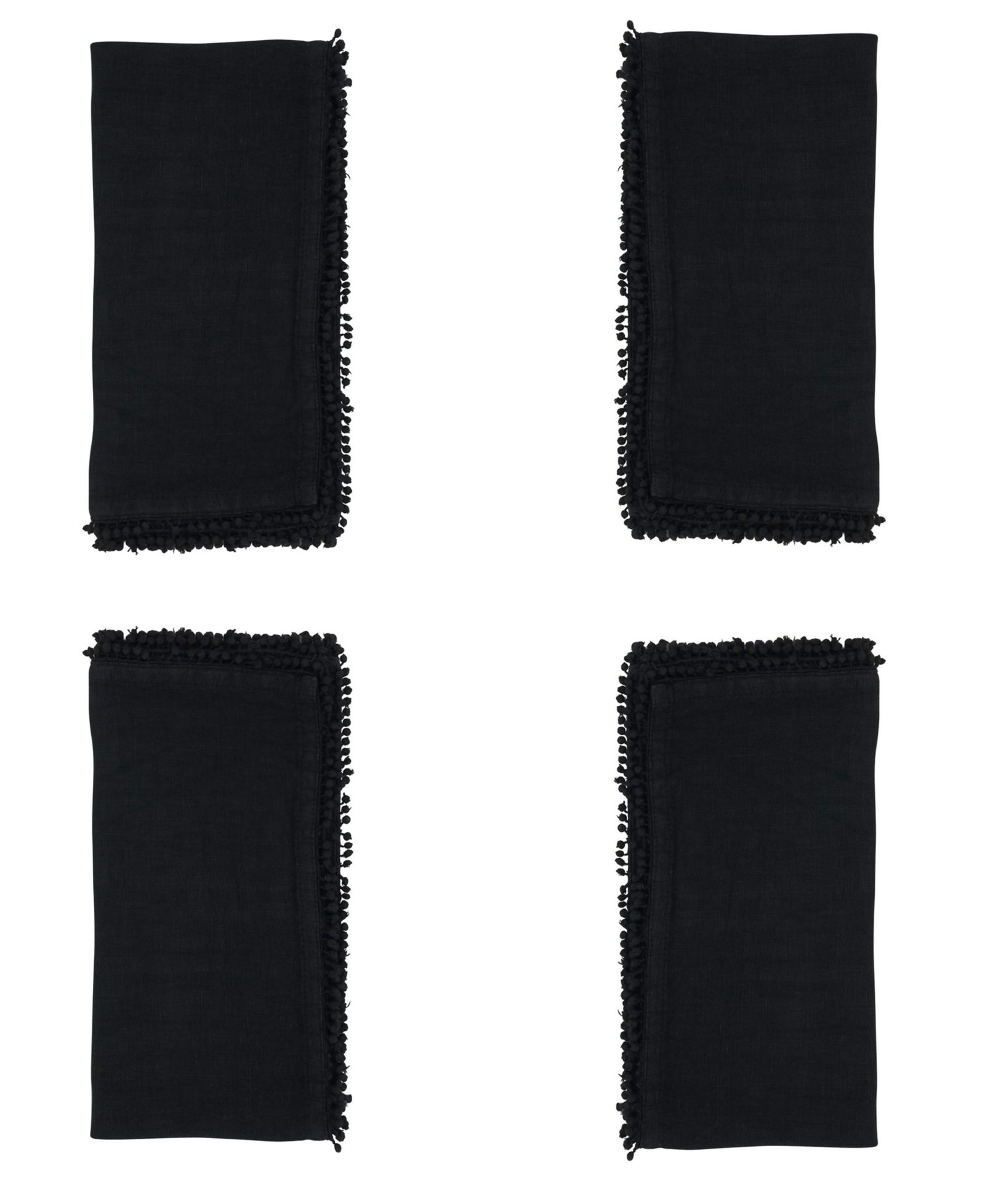 Saro Lifestyle льняные салфетки для ужина Pomponin Pompom, набор из 4 шт