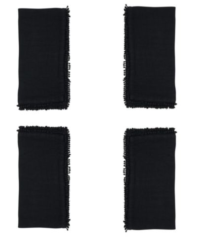 Saro Lifestyle льняные салфетки для ужина Pomponin Pompom, набор из 4 шт