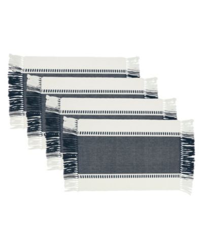 Saro Lifestyle Tassel Trimmed Stripe Placemats, Set of 4
